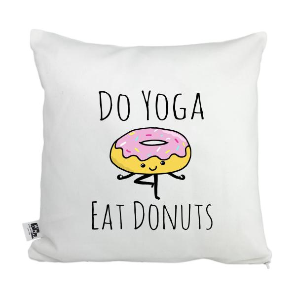 Moonlight Makers, Do Yoga Eat Donuts, Decorative Pillow Case, 100% Cotton Canvas Pillowcase, Farmhouse Decor, Gift for Home