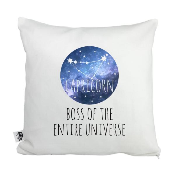 Moonlight Makers, Capricorn - Boss of The Entire Universe, Decorative Pillow Case, 100% Cotton Canvas Pillowcase, Farmhouse Decor, Gift for Home, Funn