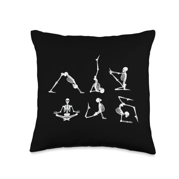 Skeleton Yoga Positions Funny Throw Pillow