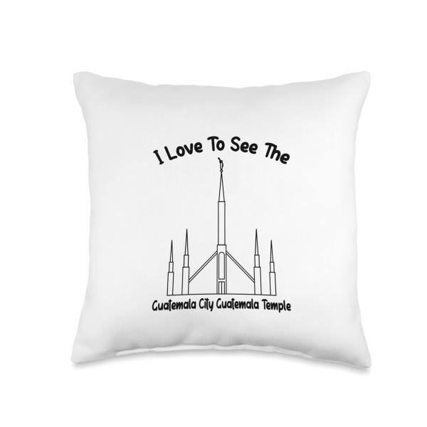 Guatemala City Guatemala Temple, I love to see my temple Throw Pillow