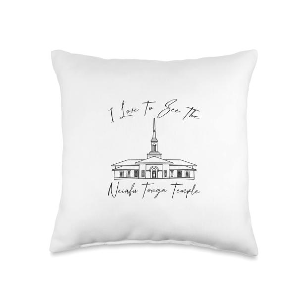 Neiafu Tonga Temple, I love to see my temple, calligraphy Throw Pillow