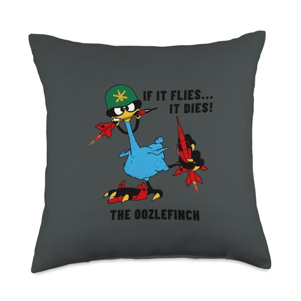 Air Defense Artillery Oozlefinch ADA Army Fort Sill Veteran Throw Pillow
