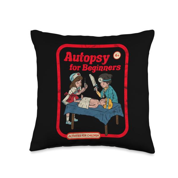 Autopsy for Beginners Vintage Childgame Horror Goth Punk Throw Pillow