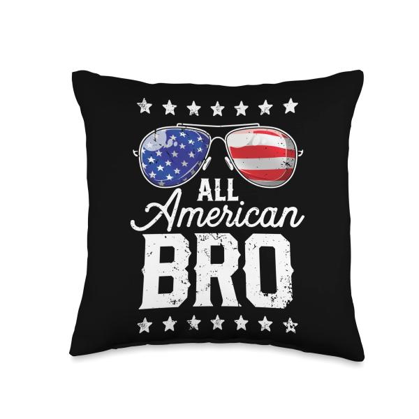 All American Bro 4th of July Men Family Matching Sunglasses Throw Pillow