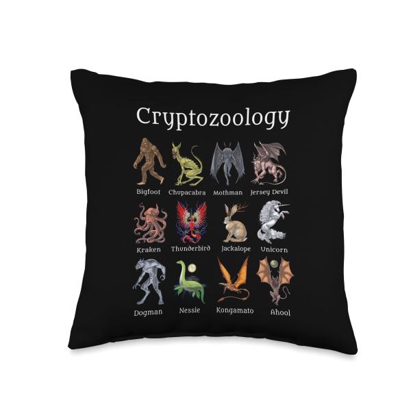 Cryptozoology Cryptid Creatures Fantasy Mythical Monsters Throw Pillow