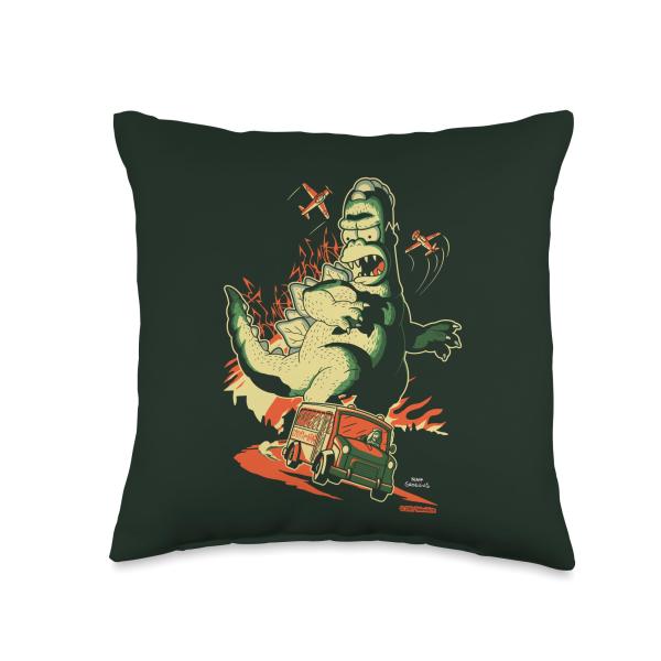 The Simpsons Treehouse of Horror Homerzilla Terror Throw Pillow