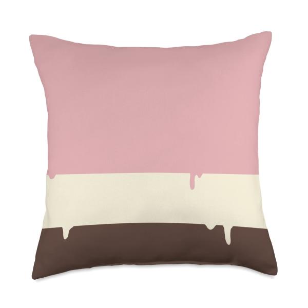 Neopolitan Ice Cream Drip Throw Pillow