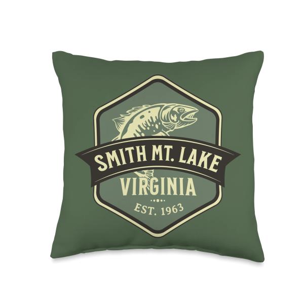 Smith Mountain Lake Virginia 1963 Fish Design Throw Pillow
