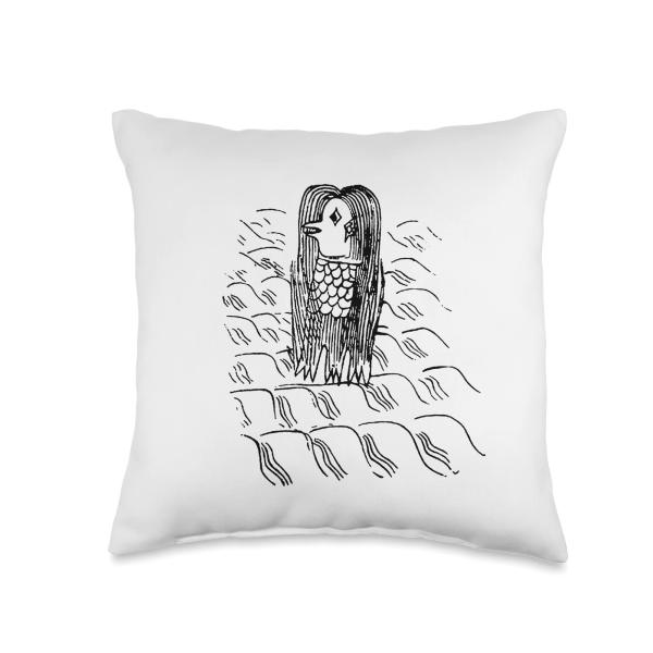 Amabie - Japanese Yokai Throw Pillow