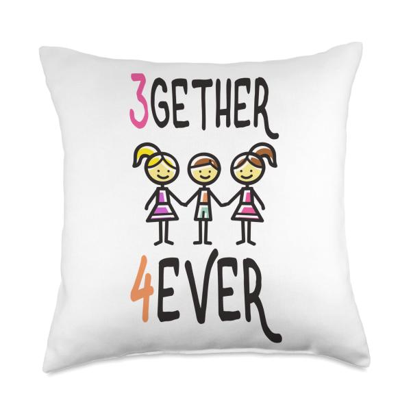 3gether 4ever Throuple Non-Monogamy Polyamory Polyamorous Throw Pillow