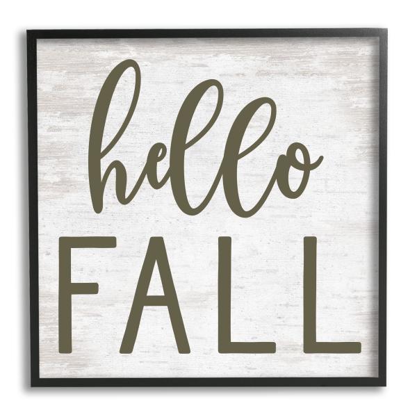 Stupell Industries Rustic Hello Fall Typography Seasonal Phrase Sentiment, Design by Lettered and Lined