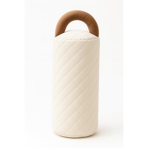 Fennco Styles Geometric Cylinder-Shaped Decorative Throw Pillow 7" W x 17" H - Beige 3D Accent Pillow for Home, Kids Room, Bedroom, Living Room, Couch