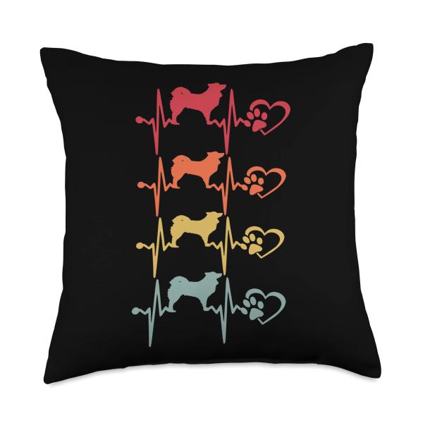 Vintage Icelandic Sheepdog Dog Heartbeat Paw Puppy Lover Throw Pillow