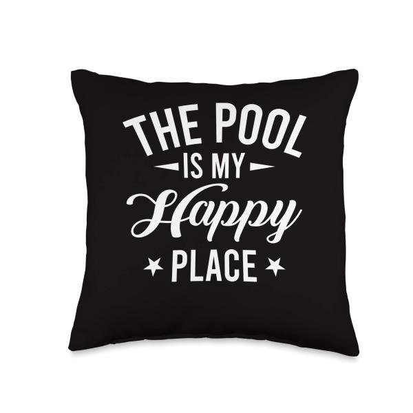 Pool is my Happy Place - Swimming Throw Pillow