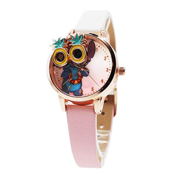 Accutime Women's Disney Lilo ＆ Stitch Pink Gradient Analog Quartz Wrist Watch with Small Face, Rose Gold Accents for Women, Adult (Model: LAS5032AZ)