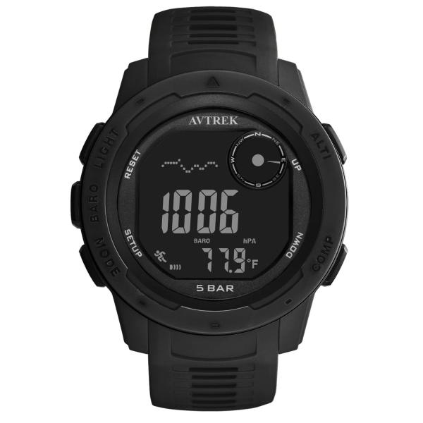 AVTREK Men's Tactical Watch with Compass, 50M Waterproof Digital Pedometer, Altimeter for Outdoor Hiking/Climbing (Black)