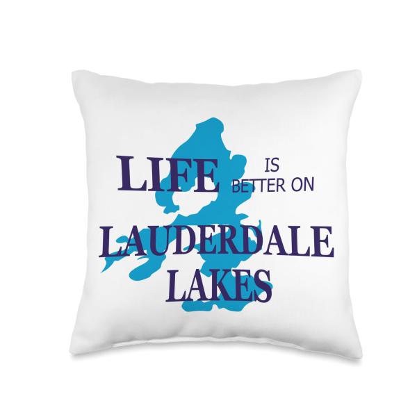Life is Better on Lauderdale Lakes, WI Lake Life Throw Pillow