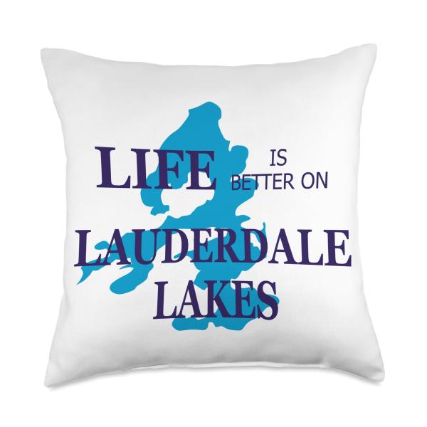 Life is Better on Lauderdale Lakes, WI Lake Life Throw Pillow