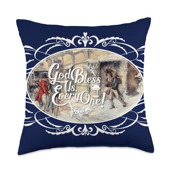 A Christmas Carol Charles Dickens God Bless Us Every One Throw Pillow