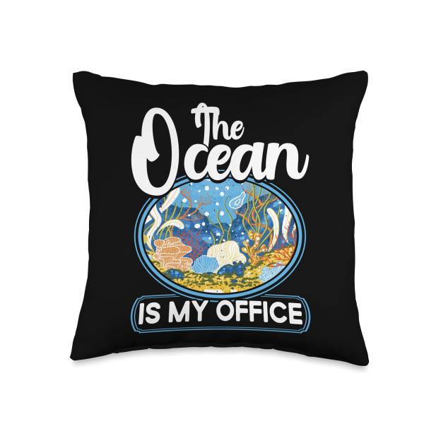 Marine Biologist The Ocean Is My Office Science Biology Throw Pillow