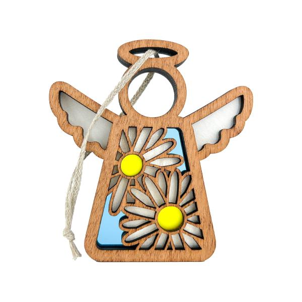 April White Daisy Present - Twin Sister Gardening Enthusiast Statuette - Simple Design - 3.5" (H)