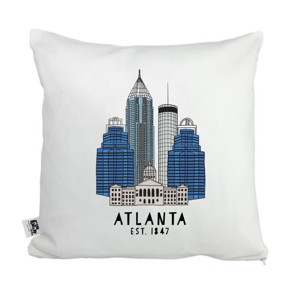 Moonlight Makers, Downtown Atlanta, Decorative Pillow Case, 100% Cotton Canvas Pillowcase, Farmhouse Decor, Gift for Home, Original Design