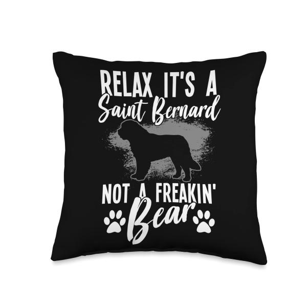 Funny Saint Bernard Lover Graphic Women Men Kids St. Bernard Throw Pillow