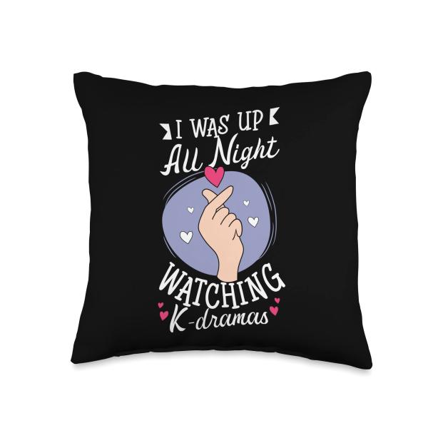 I Was Up All Night Watching K-Dramas Korean Drama Throw Pillow