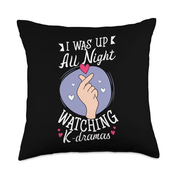 I Was Up All Night Watching K-Dramas Korean Drama Throw Pillow