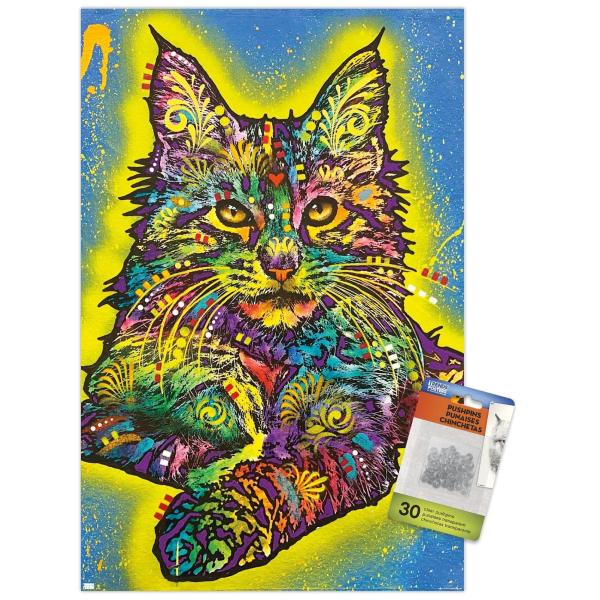 Trends International Dean Russo - Maine Coon 2 Wall Poster, 14.725" x 22.375", Premium Poster ＆ Push Pin Bundle