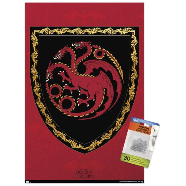 Trends International House of the Dragon - シールドウォールポスター、56.8 cm x 86.4 cm、プレミアムポスター＆プッシュピンバンドル