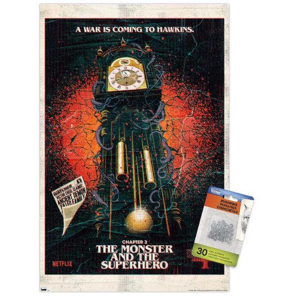 Trends International Netflix Stranger Things: Season 4 - The Clock Wall Poster with Push Pins