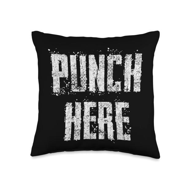 Funny Gag Gift Anti-Stress Punch Here Stress Relieving Throw Pillow