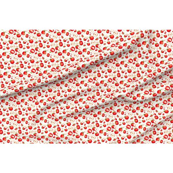 Spoonflower Fabric - Red Apples White Teacher School Farm Fruit Kitchen Printed on Petal Signature Cotton Fabric by The Yard - Sewing Quilting Apparel