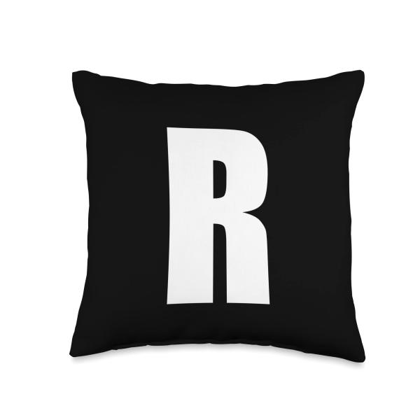 Letter "R" Bold White Capital "R" for Team Names or Words Throw Pillow