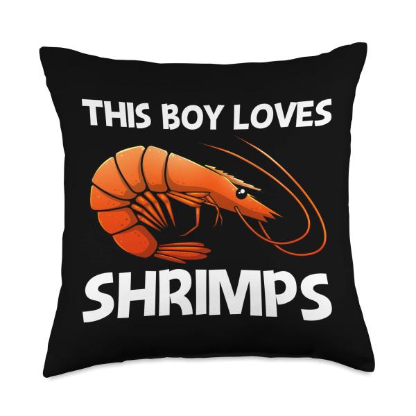 Best Shrimp Design For Boys Kids Prawn Animal Seafood Lovers Throw Pillow
