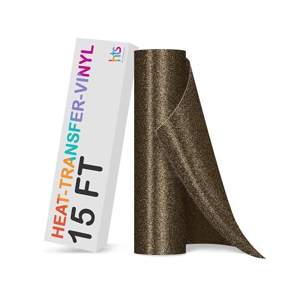 Black Gold Glitter HTV Heat Transfer Vinyl Rolls - 12" x 15ft Glitter HTV Vinyl for Shirts, Glitter Iron on Vinyl for All Cutter Machine - Our Sparkle