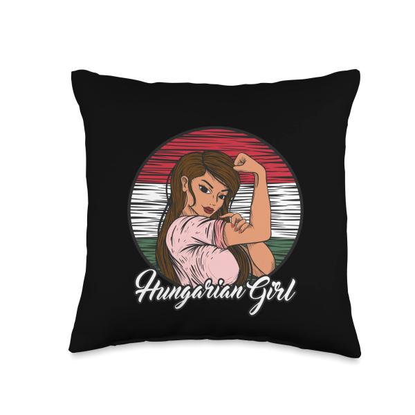 Hungarian Flag Hungary Proud Hungarian Girl Throw Pillow