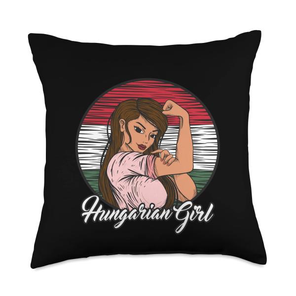 Hungarian Flag Hungary Proud Hungarian Girl Throw Pillow