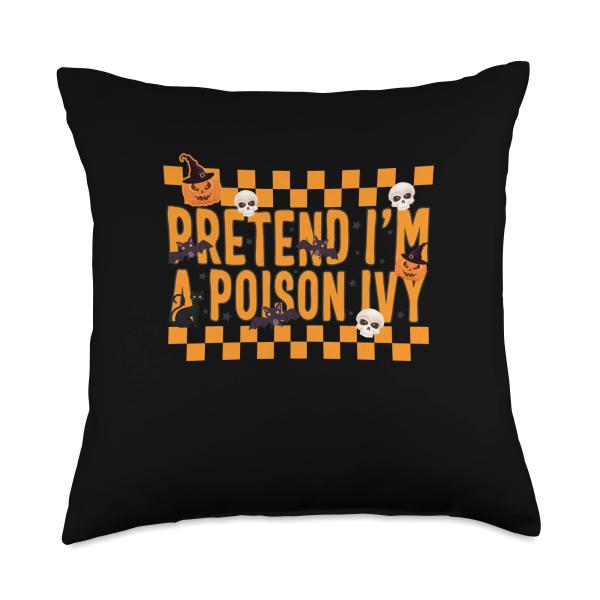 Pretend I'm A Poison Ivy Costume Funny Lazy Halloween Party Throw Pillow