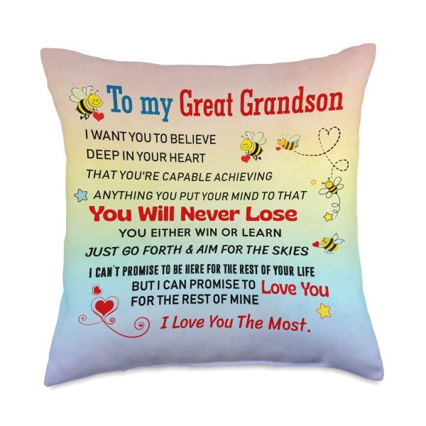 To My Great Grandson I Love You For The Rest Of Mine Throw Pillow