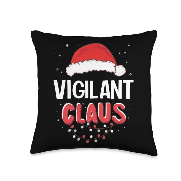 Vigilant Santa Claus Christmas Matching Costume Throw Pillow
