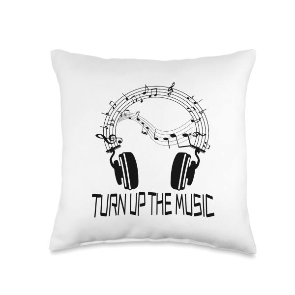 Funny Teen Girl Shirt Turn Up The Music or for Teen Boy Throw Pillow