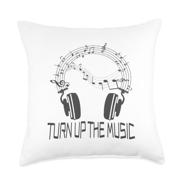 Funny Teen Girl Shirt Turn Up The Music or for Teen Boy Throw Pillow