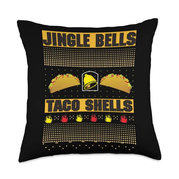 Taco Lover Mexican Food Jingle Bells Taco Shells Throw Pillow