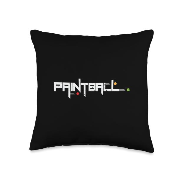 paintball paint bullet gun marker shot last man Paintball Colorfull Balls Throw Pillow, 16x16