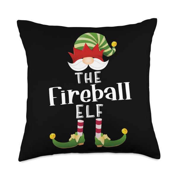 Fireball Elf Group Christmas Funny Pajama Party Throw Pillow