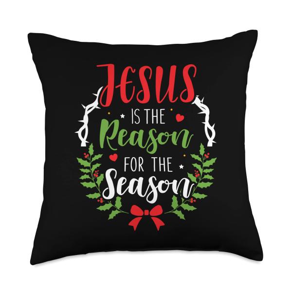 Jesus is the reason for the season christian christmas Throw Pillow