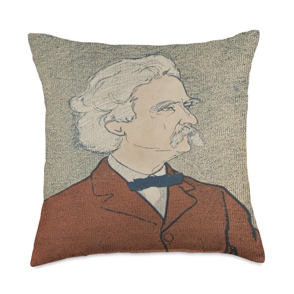 Vintage Mark Twain Portrait (1898) Throw Pillow