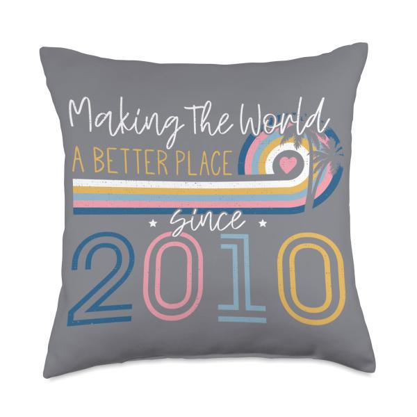 12 Year Old Girl Making The World Better Place Since 2010 Throw Pillow